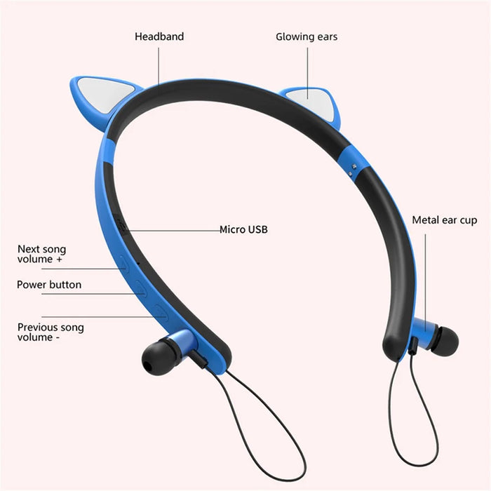 Kid's In-ear Wireless Bluetooth-compatible Earphones Cute Magnetic Earbuds Children Neckband Headsets - Yellow - 4