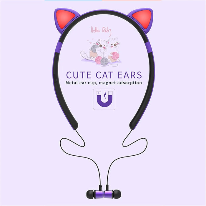 Kid's In-ear Wireless Bluetooth-compatible Earphones Cute Magnetic Earbuds Children Neckband Headsets - Yellow - 5