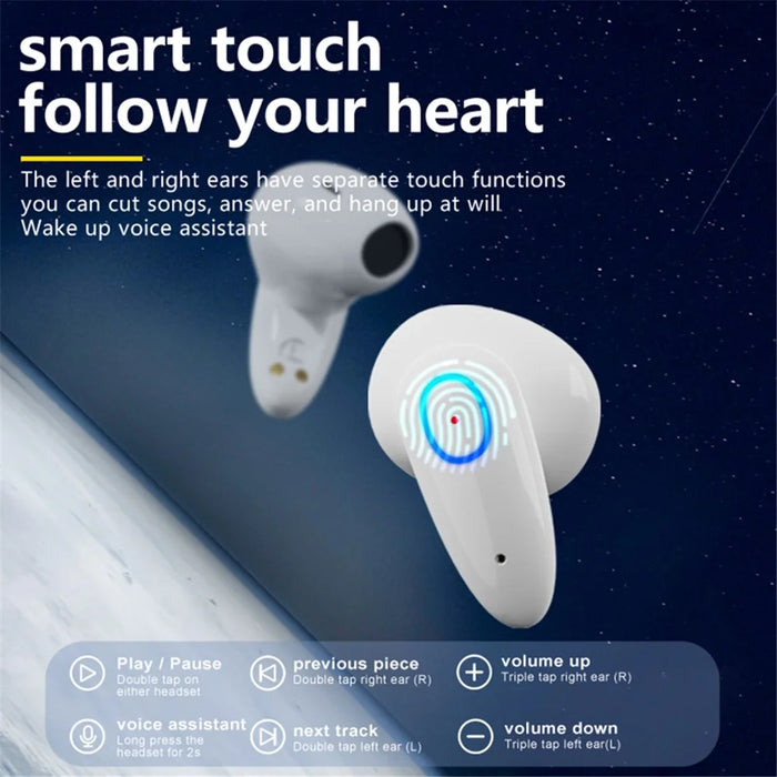 KOLINSKY KS55 Wireless Earbuds Binaural TWS Mini Sports Headphone Touch Control Bluetooth-compatible 5.1 Gaming Headset with Digital Display - White - 3