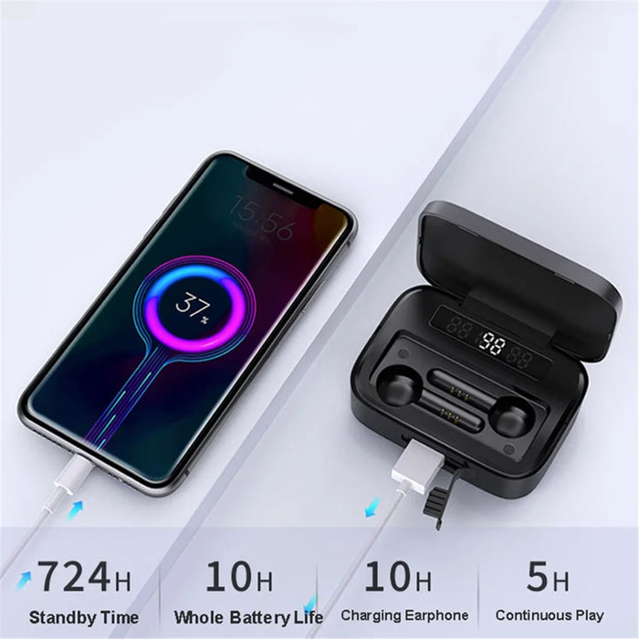 GORSUN V2S Bluetooth-compatible 5.0 TWS Headphones with LED Digital Display Noise Reduction Touch Control Earbuds - 2
