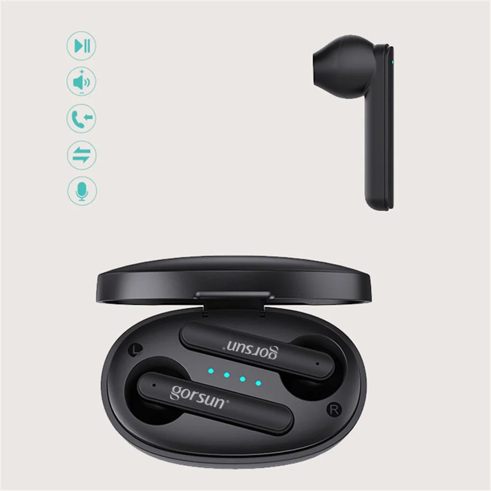 GORSUN V-2 Bluetooth-compatible 5.0 TWS Headphones Wireless 3D HiFi Stereo Earphones Touch Control Earbuds with Mic - 5