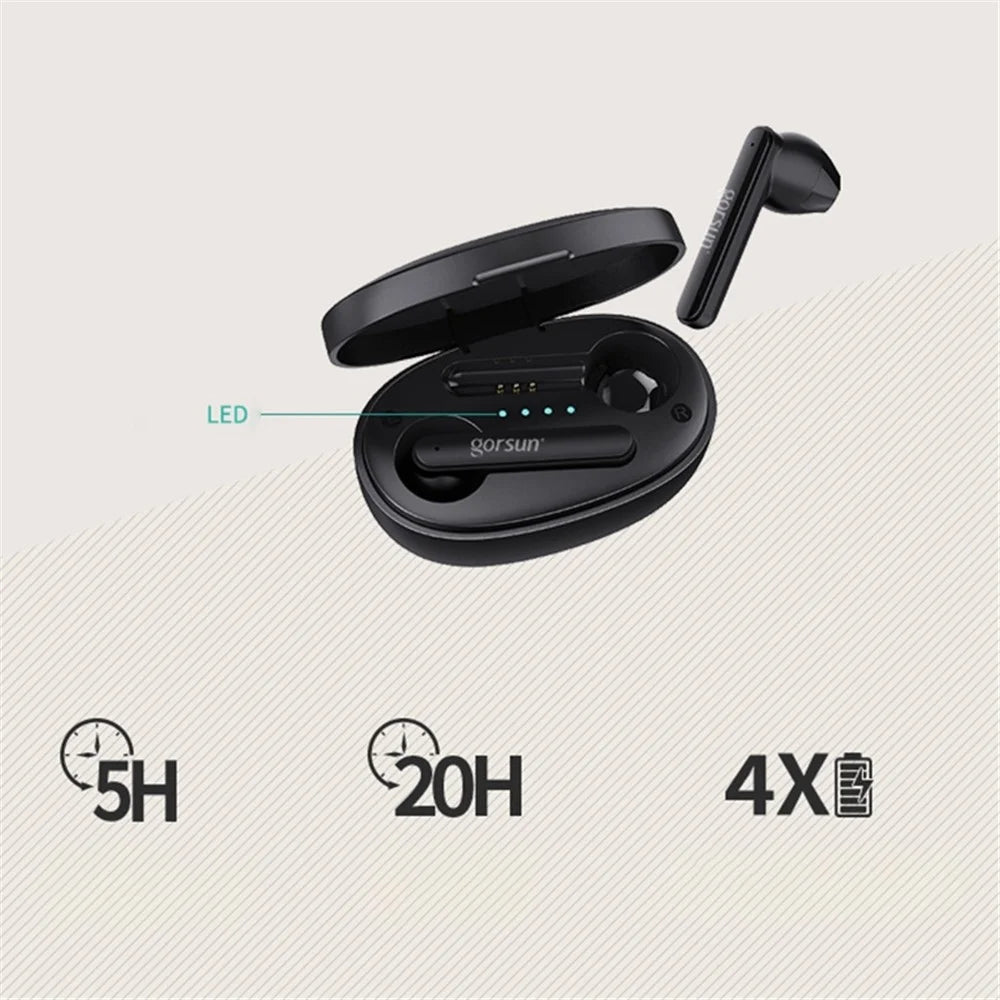 GORSUN V-2 Bluetooth-compatible 5.0 TWS Headphones Wireless 3D HiFi Stereo Earphones Touch Control Earbuds with Mic - 7