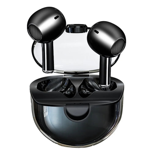 M6 Mini Transparent Bluetooth-compatible Earbuds HiFi Sound Headphones Touch Control TWS Earphones - Black - 1