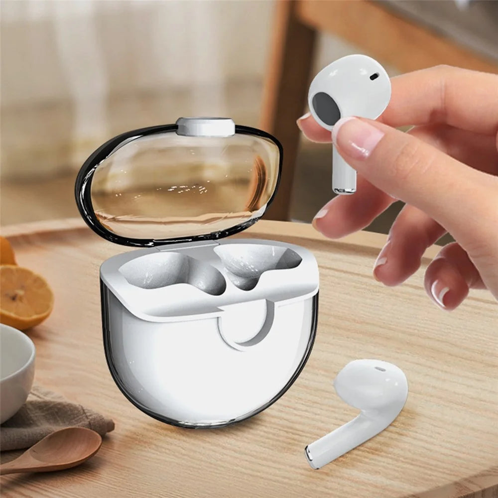 M6 Mini Transparent Bluetooth-compatible Earbuds HiFi Sound Headphones Touch Control TWS Earphones - Black - 3