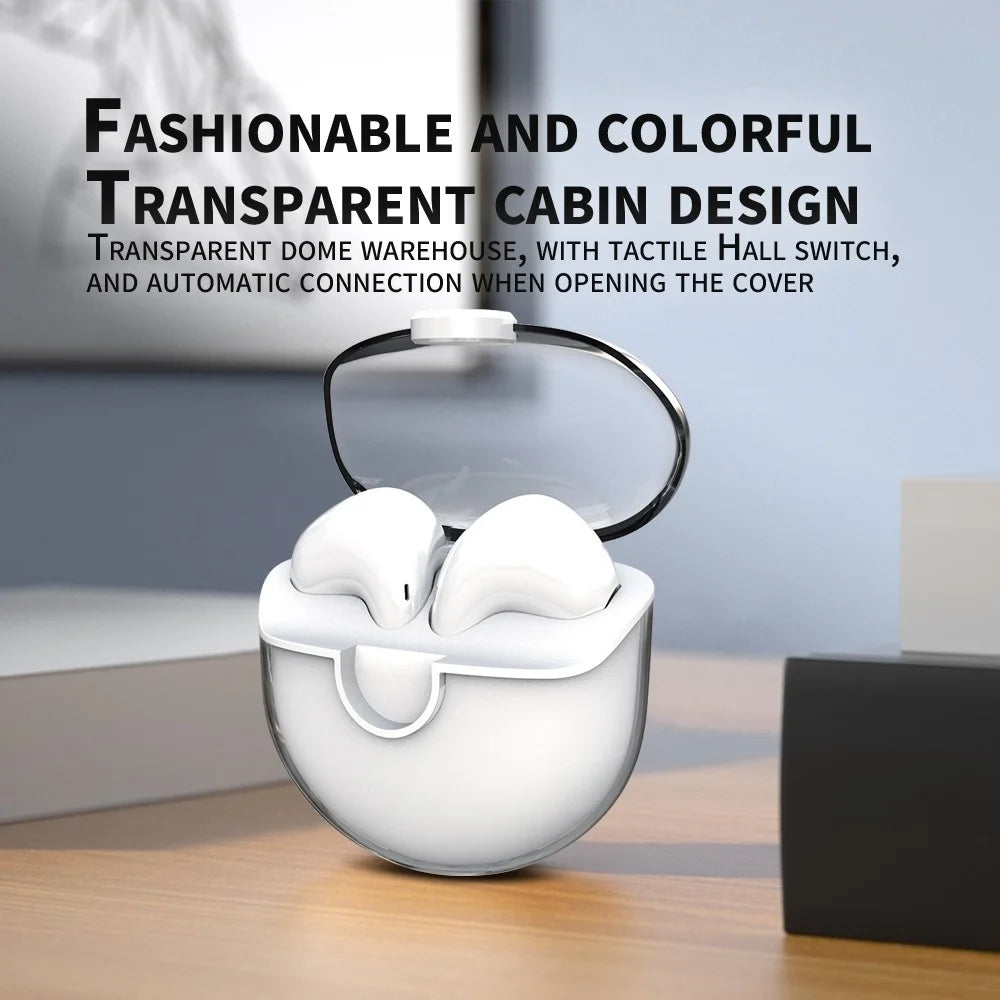 M6 Mini Transparent Bluetooth-compatible Earbuds HiFi Sound Headphones Touch Control TWS Earphones - Black - 5