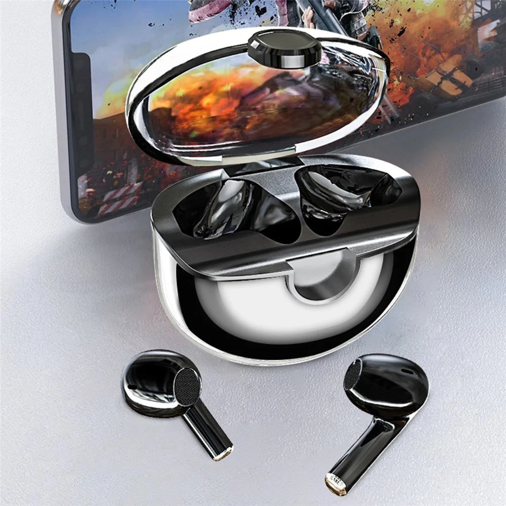 M6 Mini Transparent Bluetooth-compatible Earbuds HiFi Sound Headphones Touch Control TWS Earphones - Black - 6