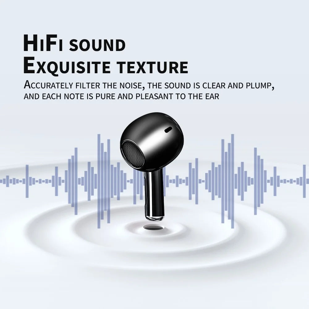 M6 Mini Transparent Bluetooth-compatible Earbuds HiFi Sound Headphones Touch Control TWS Earphones - Black - 7