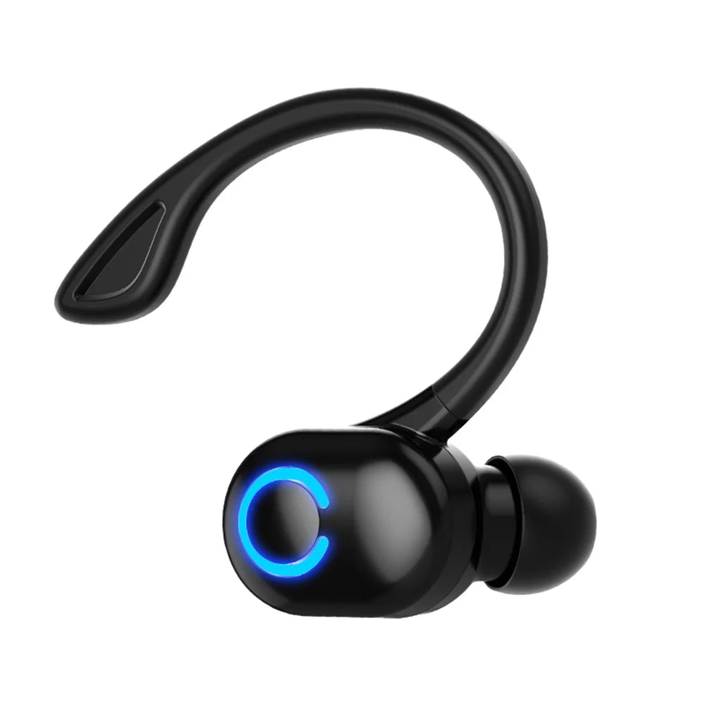 W6 Ear Hook Headset Waterproof TWS Wireless Bluetooth-compatible Sports Earphone with Charging Cable - Black - 1