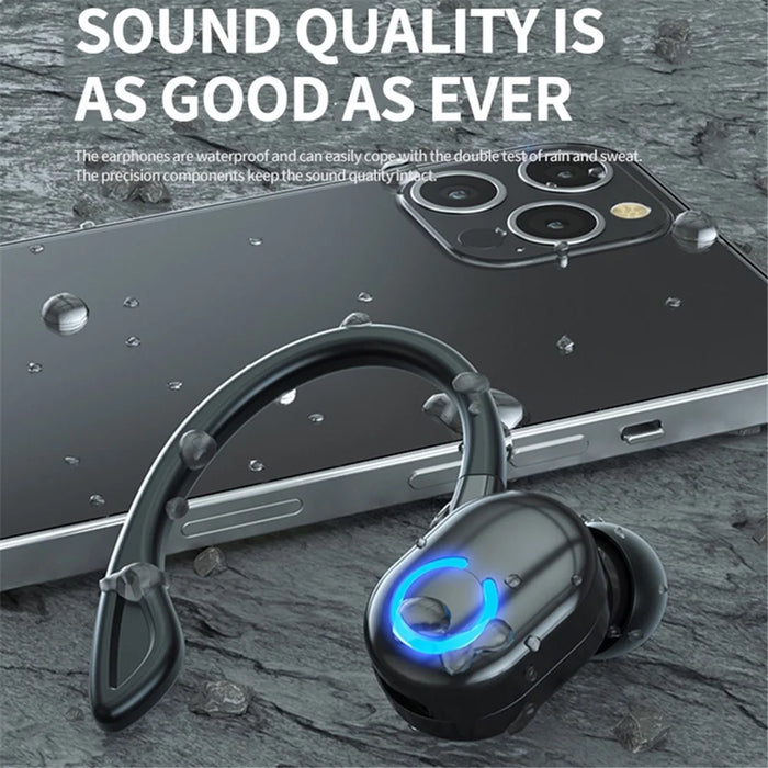 W6 Ear Hook Headset Waterproof TWS Wireless Bluetooth-compatible Sports Earphone with Charging Cable - Black - 4