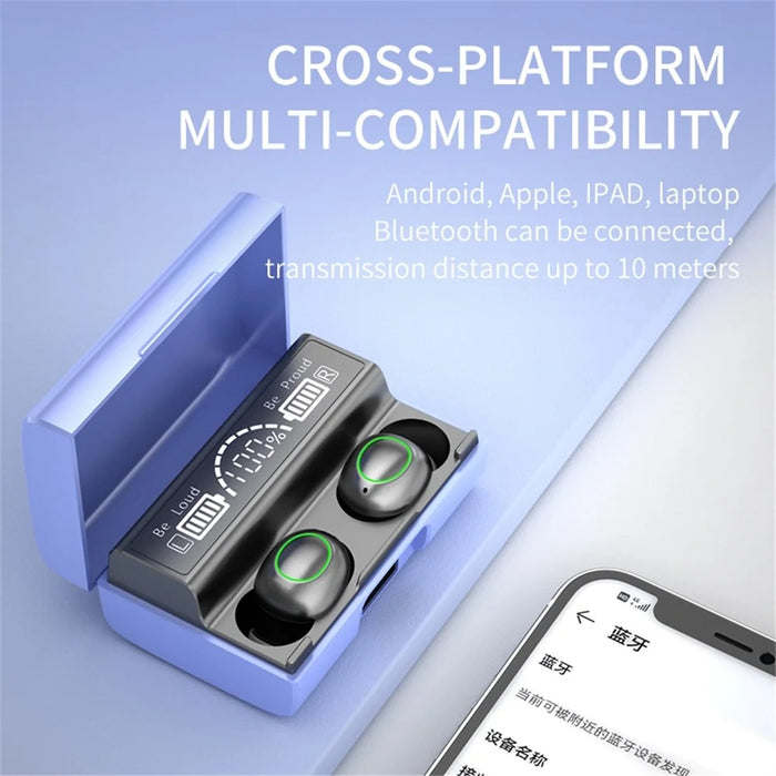 XG01 TWS Wireless Bluetooth-compatible Earphone Noise Reduction LED Light In-ear Headphone Earbud Headset with Digital Screen Charging Case - Purple - 4