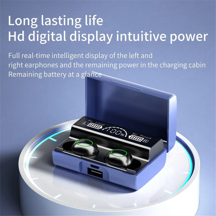 XG01 TWS Wireless Bluetooth-compatible Earphone Noise Reduction LED Light In-ear Headphone Earbud Headset with Digital Screen Charging Case - Purple - 5