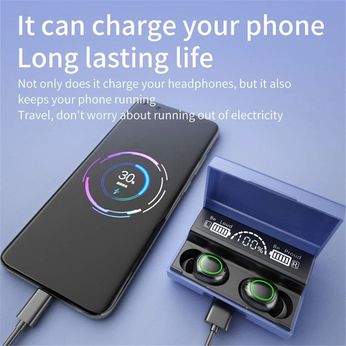 XG01 TWS Wireless Bluetooth-compatible Earphone Noise Reduction LED Light In-ear Headphone Earbud Headset with Digital Screen Charging Case - Purple - 7