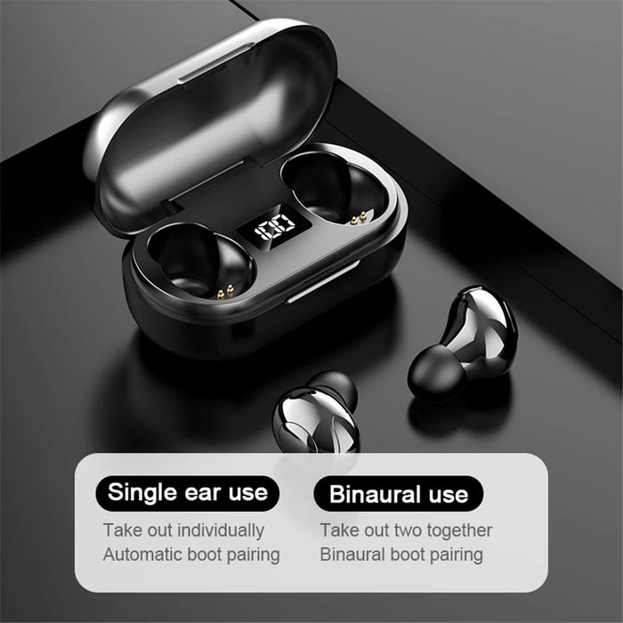 T8 Wireless Bluetooth-compatible Headset with Charging Case LED Digital Display Sports Earbuds - Black - 4