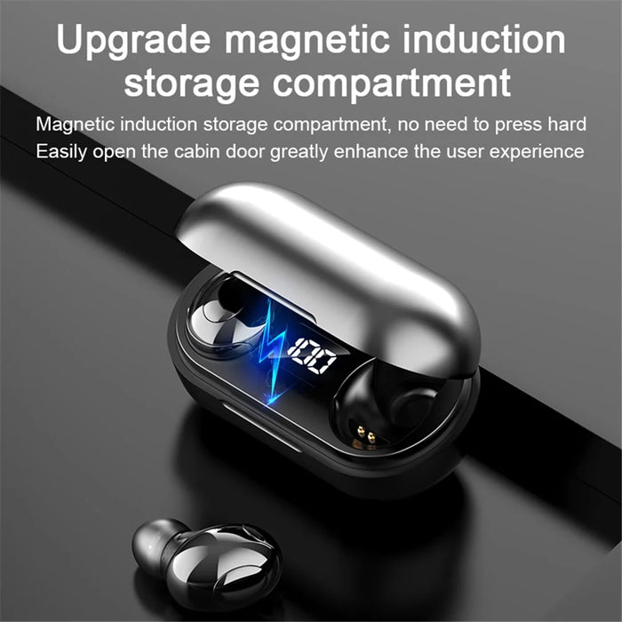 T8 Wireless Bluetooth-compatible Headset with Charging Case LED Digital Display Sports Earbuds - Black - 7