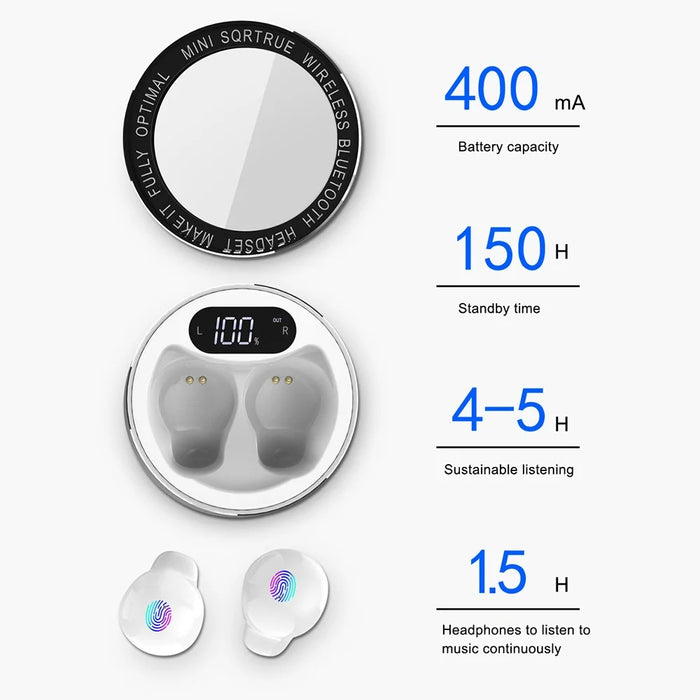 X26S Touch Controlled Earphones TWS Wireless Bluetooth-compatible Headsets Low Delay Earbuds with Digital Display Screen Charging Case - White - 3