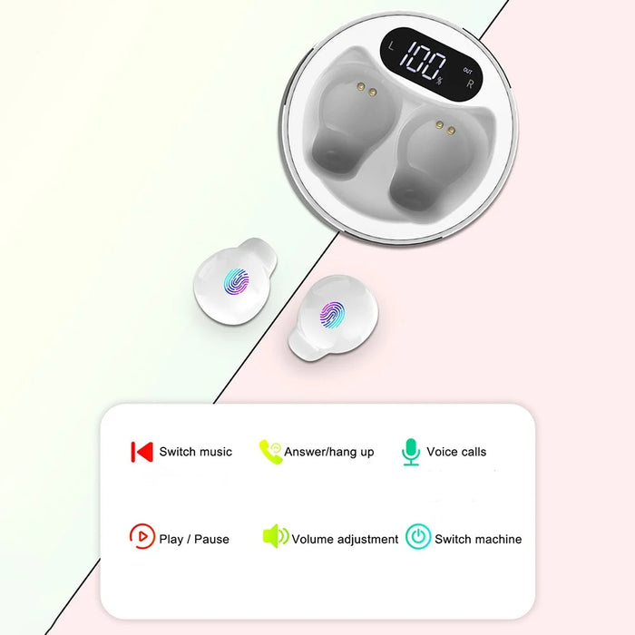 X26S Touch Controlled Earphones TWS Wireless Bluetooth-compatible Headsets Low Delay Earbuds with Digital Display Screen Charging Case - White - 4