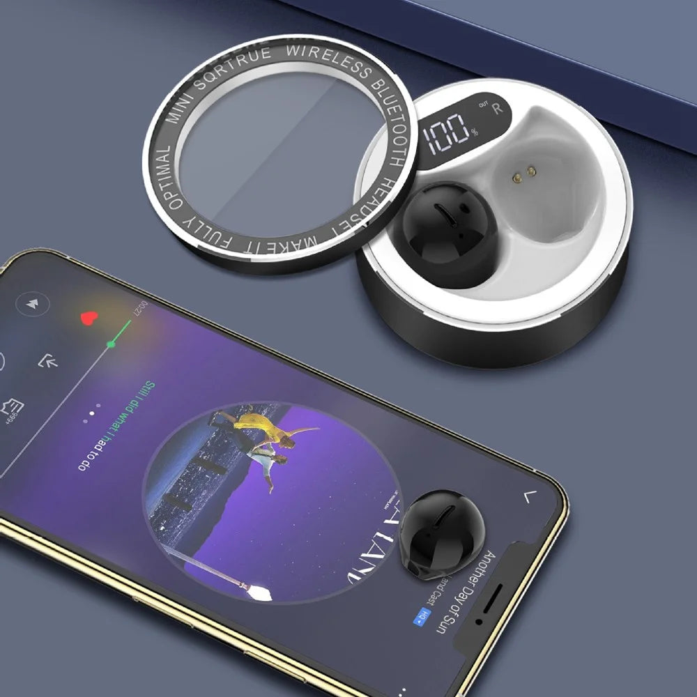 X21T Mini Size TWS Wireless Bluetooth-compatible Headset Low Delay Earphone with Digital Display Screen Charging Case - Black - 2