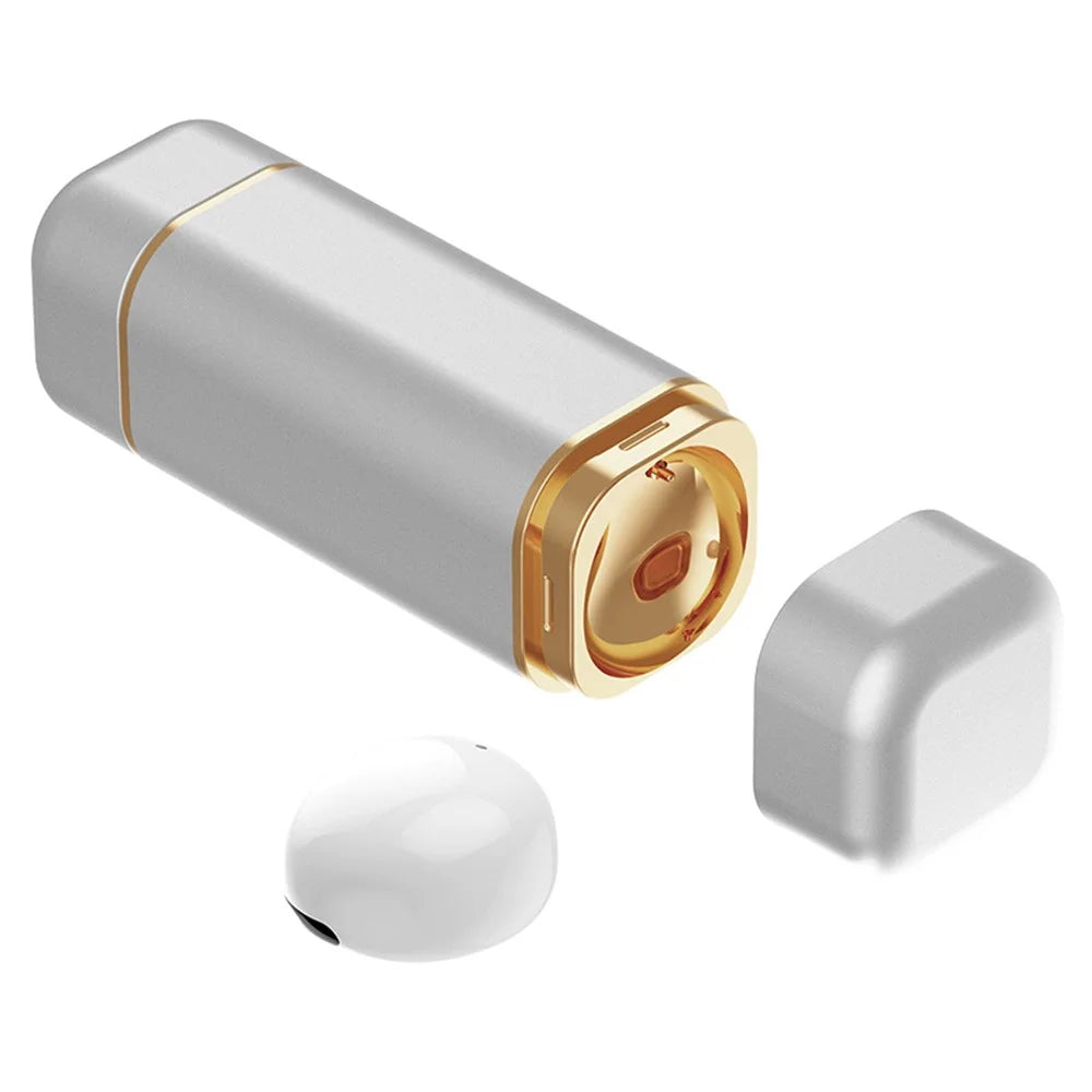 Single Wireless Earphone Mini Bluetooth-compatible Headset Sports Headphone with Lipstick-shaped Charging Case - White - 1