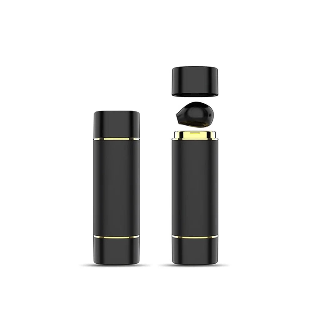 TWS Earphone Bluetooth-compatible 5.1 Wireless Sports Headphone with Lipstick-shaped Charging Case - Black - 1