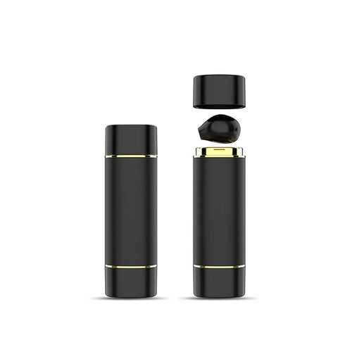 TWS Earphone Bluetooth-compatible 5.1 Wireless Sports Headphone with Lipstick-shaped Charging Case - Black - 1