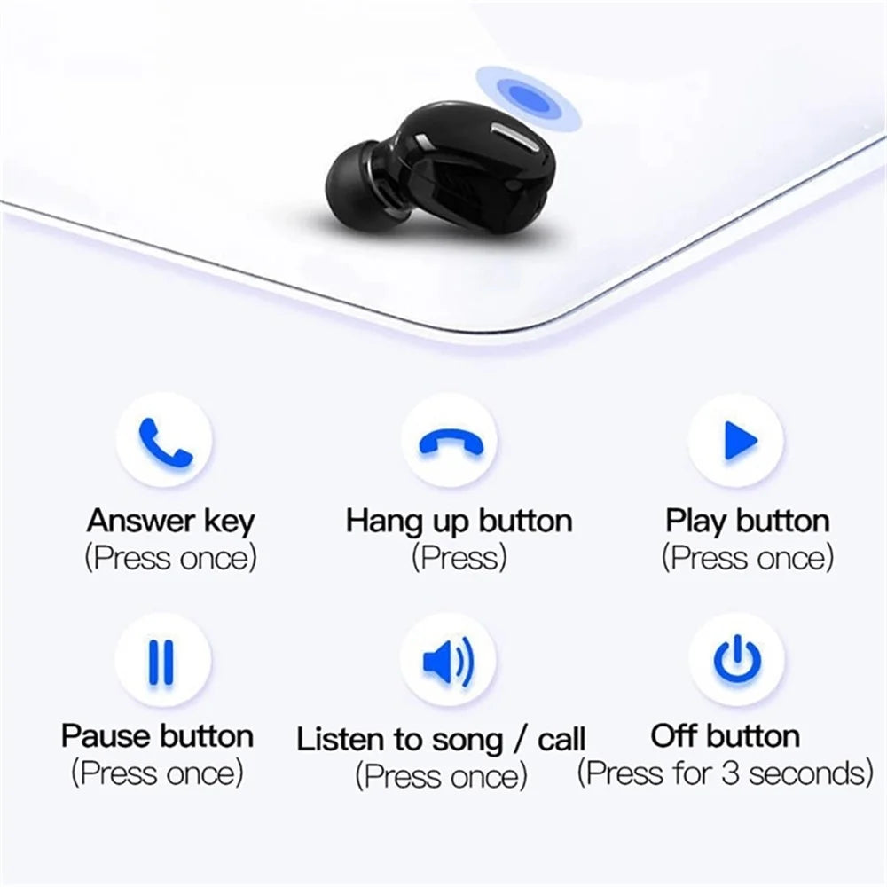X9 Wireless In-ear Earbuds TWS Mini Sports Headphone Portable Bluetooth-compatible 5.0 Stereo Headset with Ear Caps - Black - 2