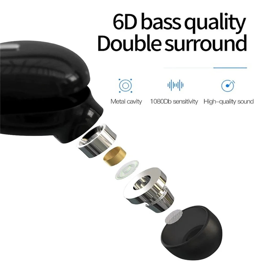 X9 Wireless In-ear Earbuds TWS Mini Sports Headphone Portable Bluetooth-compatible 5.0 Stereo Headset with Ear Caps - Black - 5
