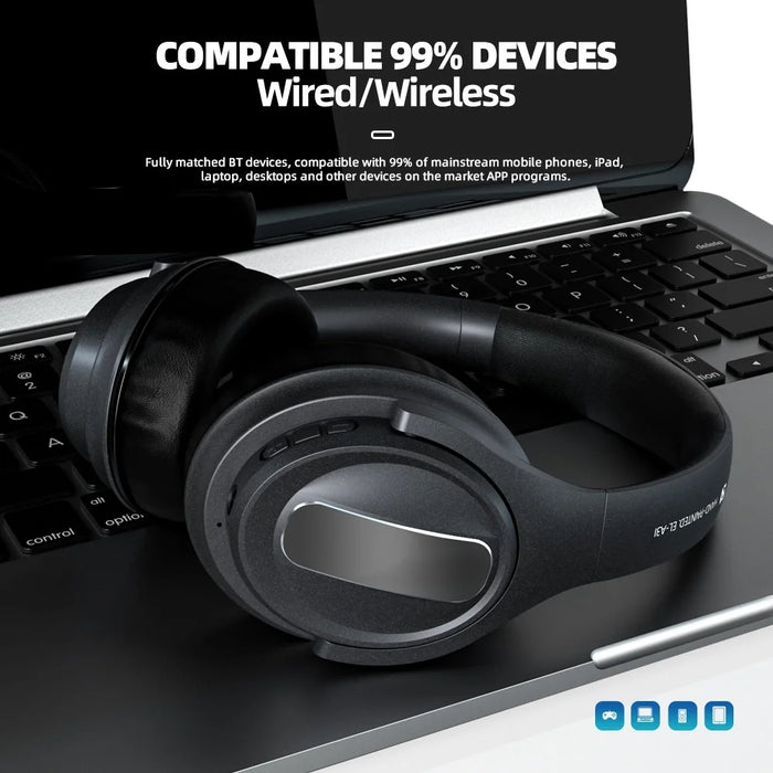 EL-A3i Over-Ear Wireless Headset Bluetooth-compatible ANC Earphone HiFi Stereo Sound Noise Cancelling Gaming Headphone - Black - 6