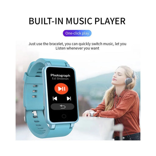 C2 Plus 0.96 inch IPS Screen Smart Watch Waterproof Bluetooth-compatible Sports Bracelet with Pedometer, Heart Rate Blood Pressure, Blood Oxygen Monitoring Support Music, Weather - Blue - 2