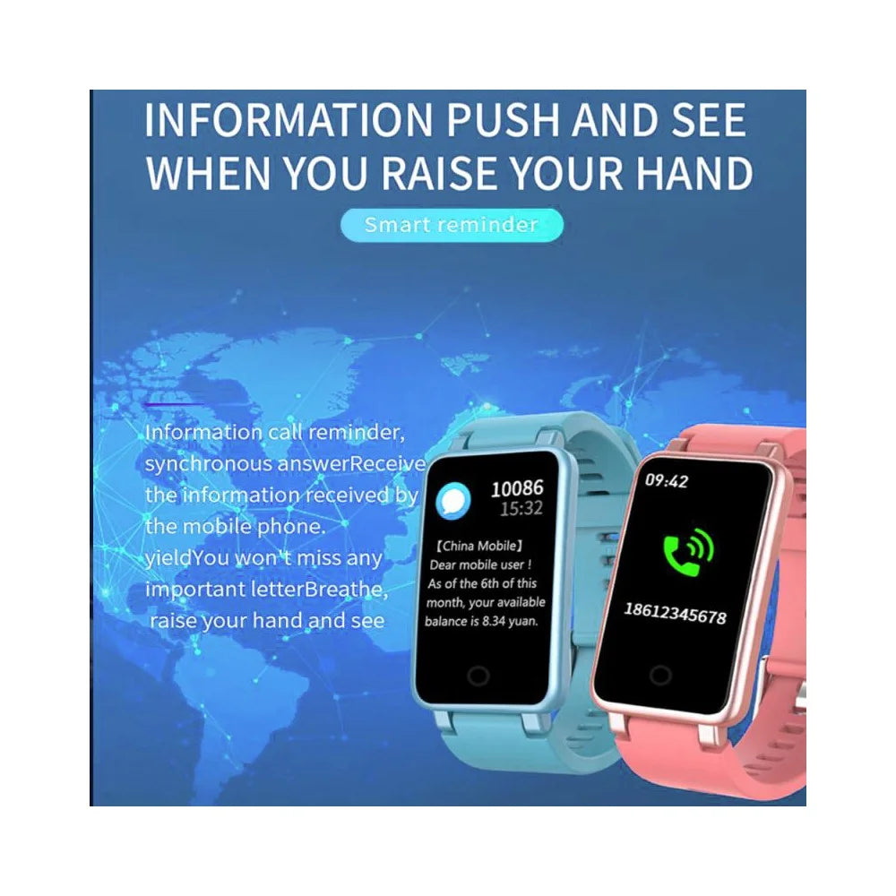 C2 Plus 0.96 inch IPS Screen Smart Watch Waterproof Bluetooth-compatible Sports Bracelet with Pedometer, Heart Rate Blood Pressure, Blood Oxygen Monitoring Support Music, Weather - Blue - 4
