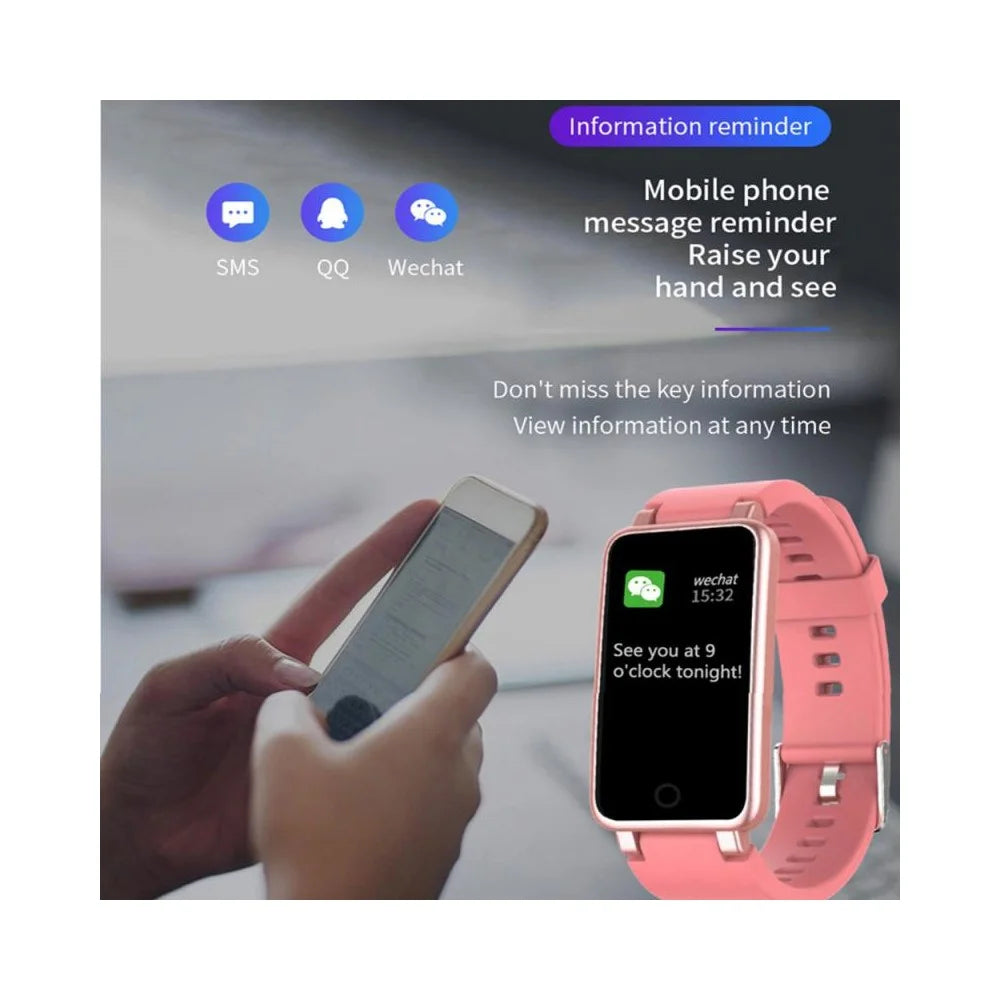 C2 Plus 0.96 inch IPS Screen Smart Watch Waterproof Bluetooth-compatible Sports Bracelet with Pedometer, Heart Rate Blood Pressure, Blood Oxygen Monitoring Support Music, Weather - Blue - 5
