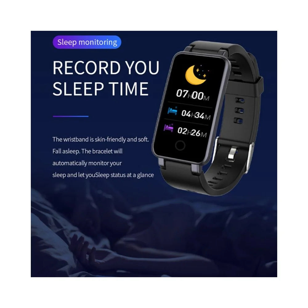 C2 Plus 0.96 inch IPS Screen Smart Watch Waterproof Bluetooth-compatible Sports Bracelet with Pedometer, Heart Rate Blood Pressure, Blood Oxygen Monitoring Support Music, Weather - Blue - 6