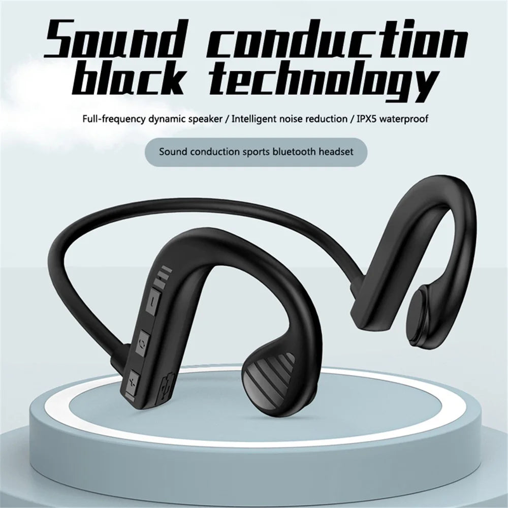 W10 Bone Conduction Bluetooth-compatible Headset Wireless Intelligent Noise Reduction Headphones IPX5 Waterproof Sports Ear-Hook Headset - Black - 2
