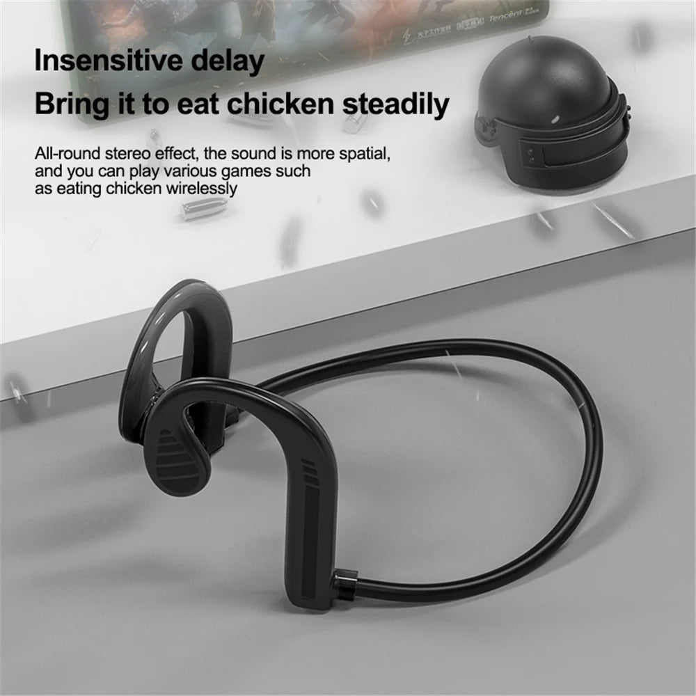 W10 Bone Conduction Bluetooth-compatible Headset Wireless Intelligent Noise Reduction Headphones IPX5 Waterproof Sports Ear-Hook Headset - Black - 5