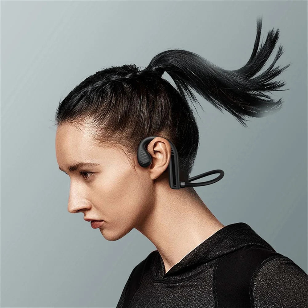 W10 Bone Conduction Bluetooth-compatible Headset Wireless Intelligent Noise Reduction Headphones IPX5 Waterproof Sports Ear-Hook Headset - Black - 7