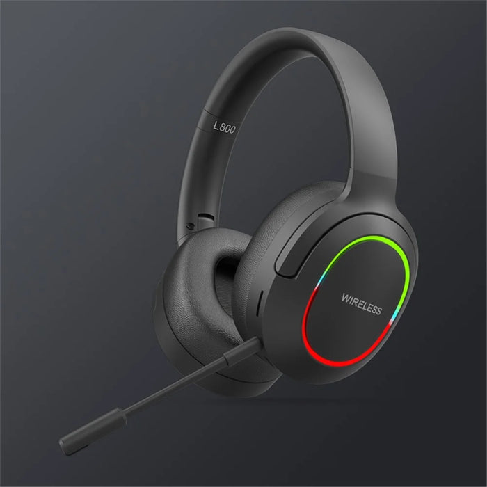 L800 Wireless Headset Music Gaming Headset Folding Bluetooth-compatible Headphone with LED Lights / Microphone - Black - 2