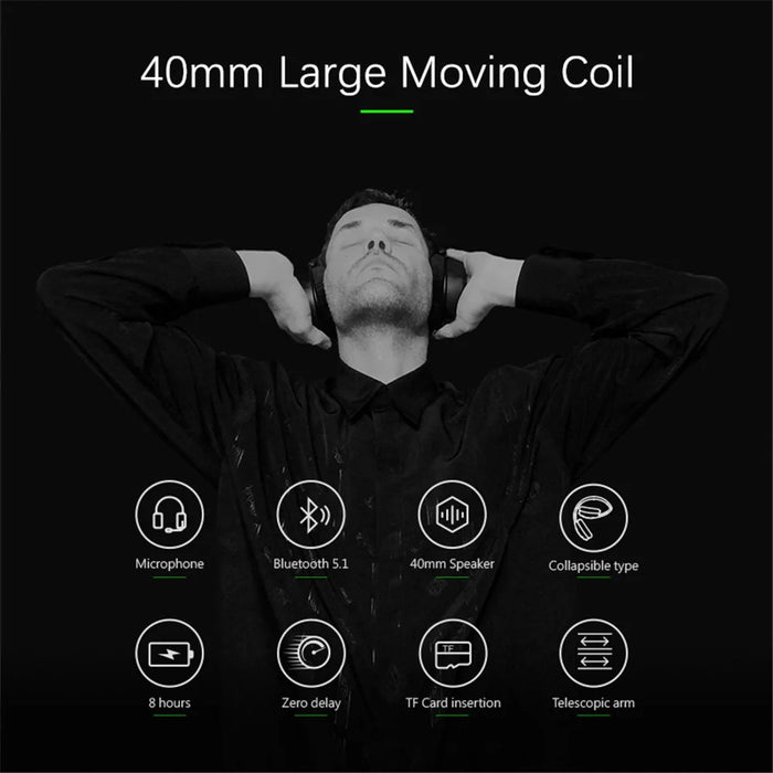 L800 Wireless Headset Music Gaming Headset Folding Bluetooth-compatible Headphone with LED Lights / Microphone - Black - 4