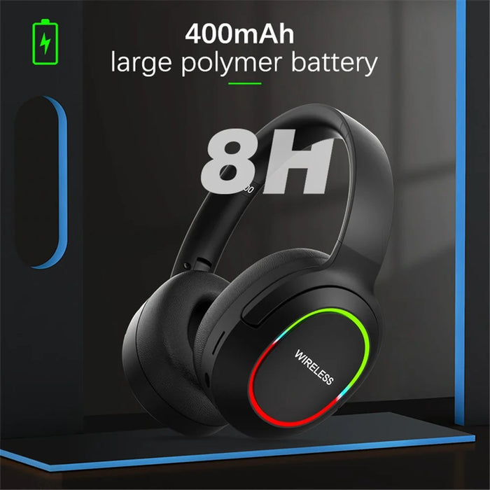 L800 Wireless Headset Music Gaming Headset Folding Bluetooth-compatible Headphone with LED Lights / Microphone - Black - 5