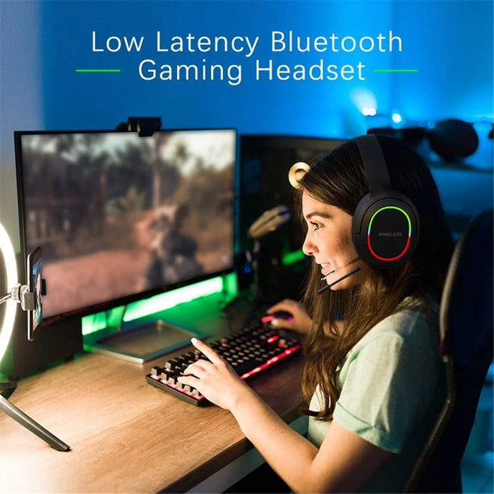 L800 Wireless Headset Music Gaming Headset Folding Bluetooth-compatible Headphone with LED Lights / Microphone - Black - 6