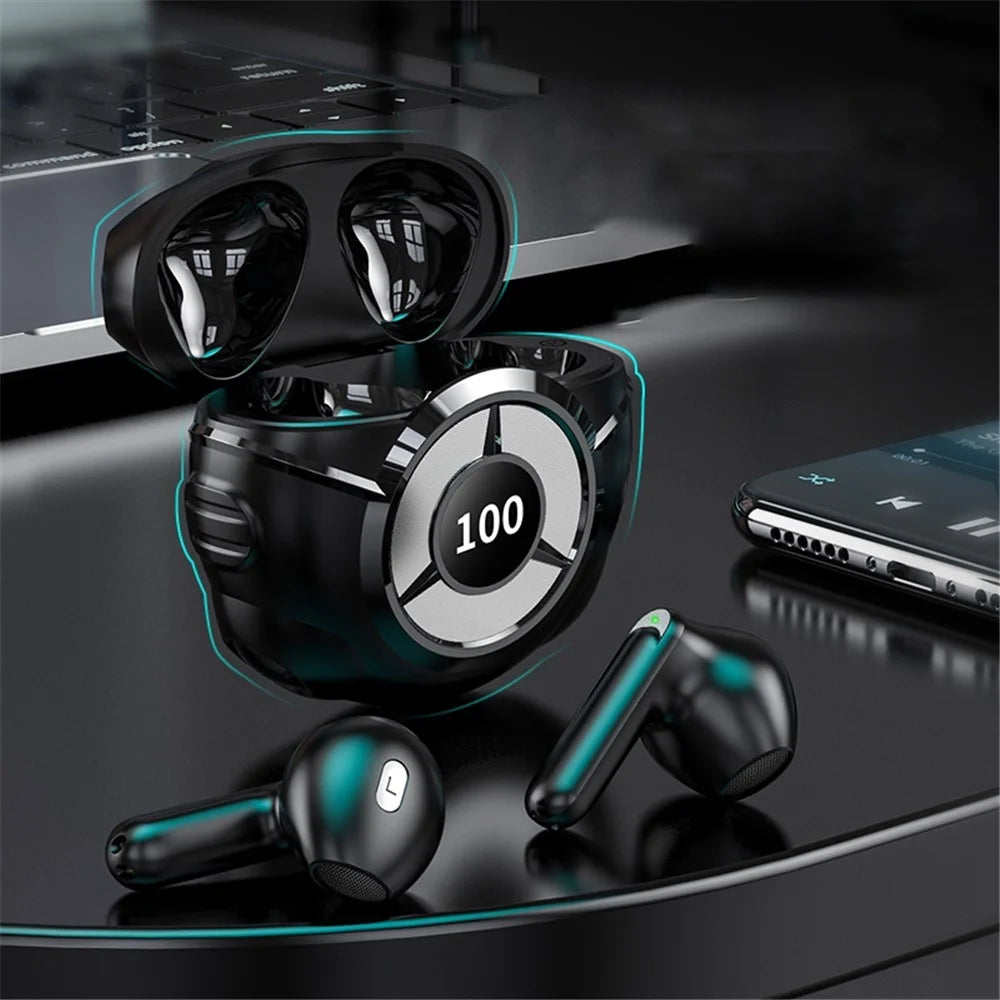 KS59 Digital Display Charging Case Bluetooth-compatible 5.2 Earphones Gaming Wireless Headsets Sports Running TWS Headphones Touch Control Operation - Black - 6