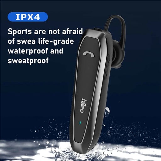 HILEO Hi6 Single Ear Wireless Bluetooth-compatible Headset Low-Power Dissipation Earphone Business Style Ultra-Long Standby Headphone Support IPX4 Water Resistant - Black - 2