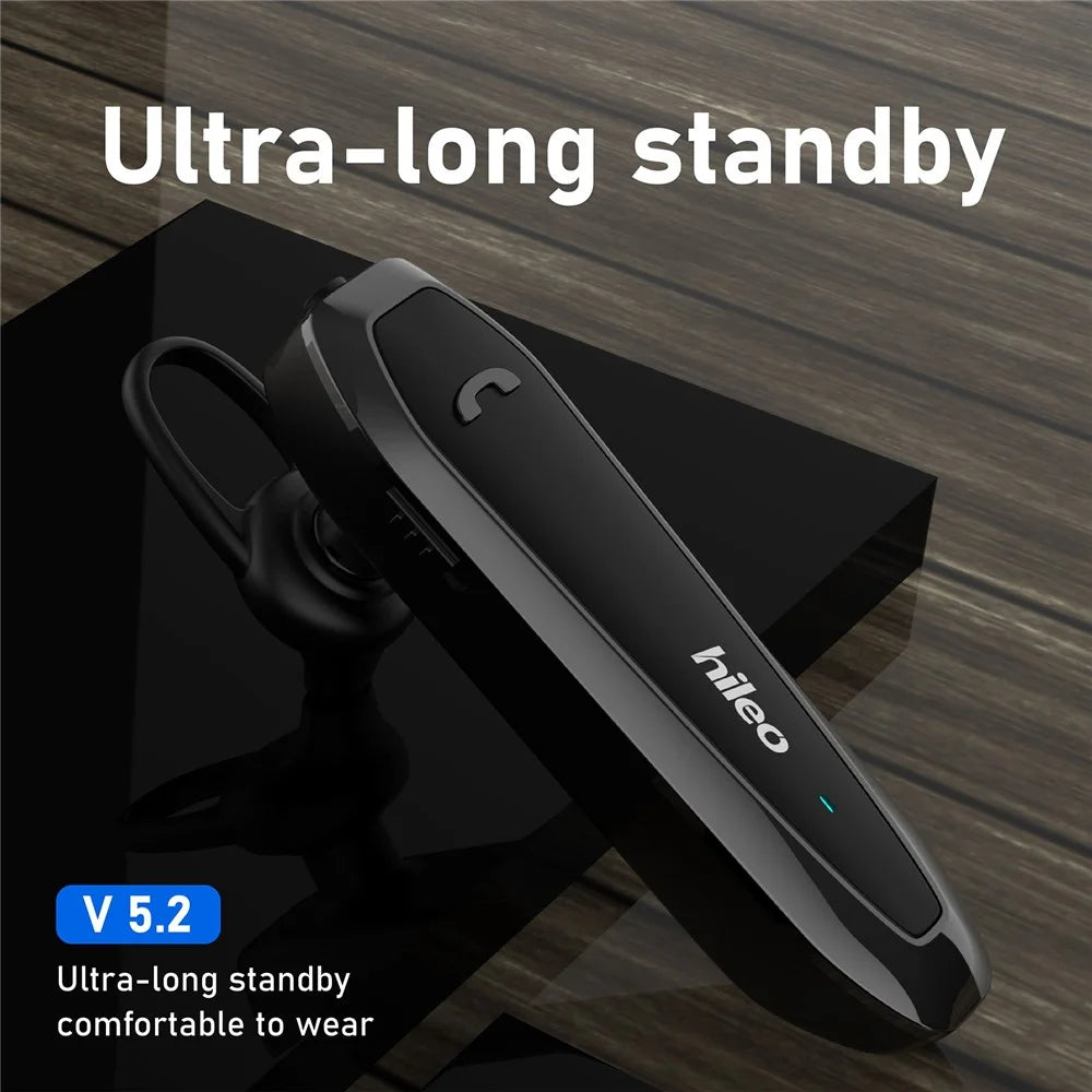 HILEO Hi6 Single Ear Wireless Bluetooth-compatible Headset Low-Power Dissipation Earphone Business Style Ultra-Long Standby Headphone Support IPX4 Water Resistant - Black - 3