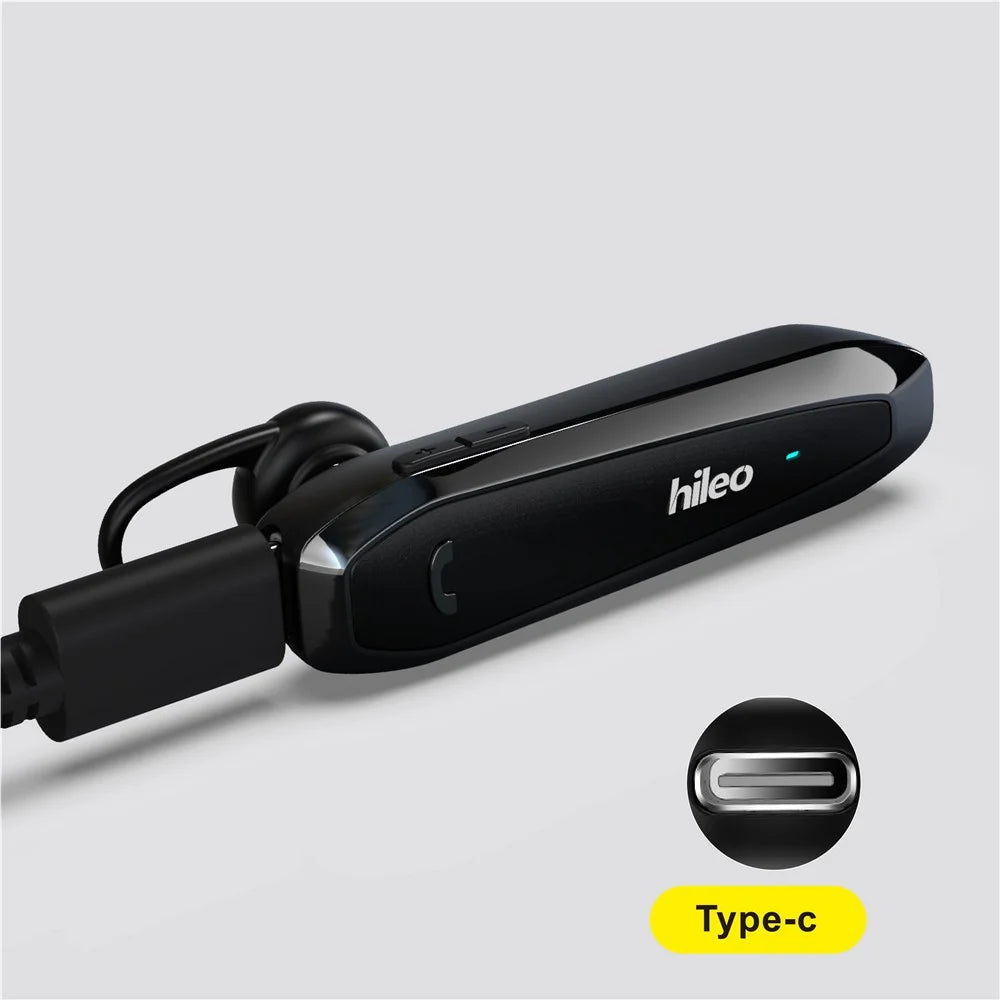 HILEO Hi6 Single Ear Wireless Bluetooth-compatible Headset Low-Power Dissipation Earphone Business Style Ultra-Long Standby Headphone Support IPX4 Water Resistant - Black - 4