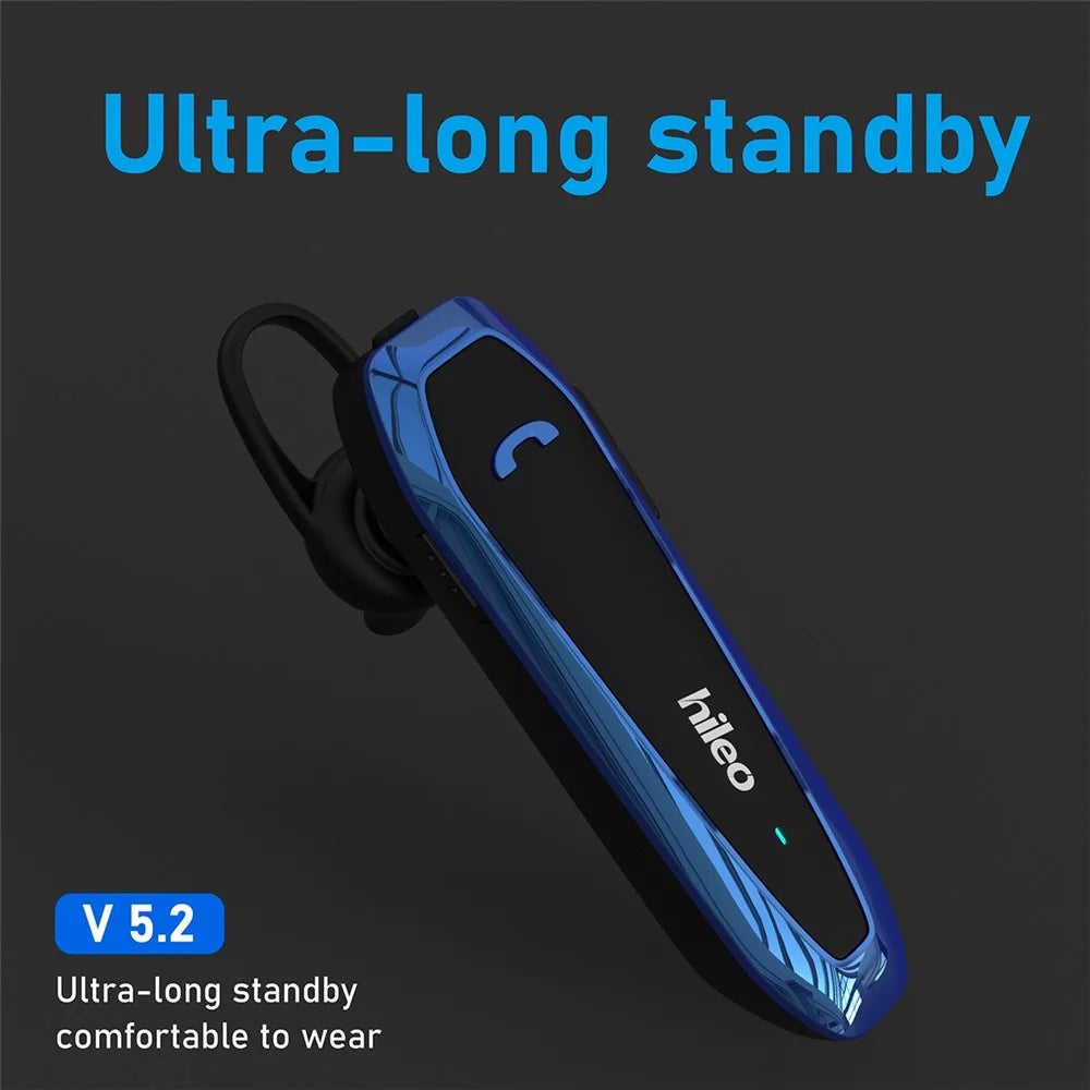 HILEO Hi6 Single Ear Wireless Bluetooth-compatible Headset Low-Power Dissipation Earphone Business Style Ultra-Long Standby Headphone Support IPX4 Water Resistant - Black - 7
