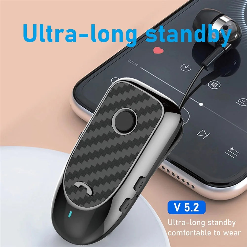 HILEO Hi60 Clip-On Style Bluetooth-compatible Headset Single Ear Wireless Headphone Stretchable Business Earphone for Driving - Black - 3