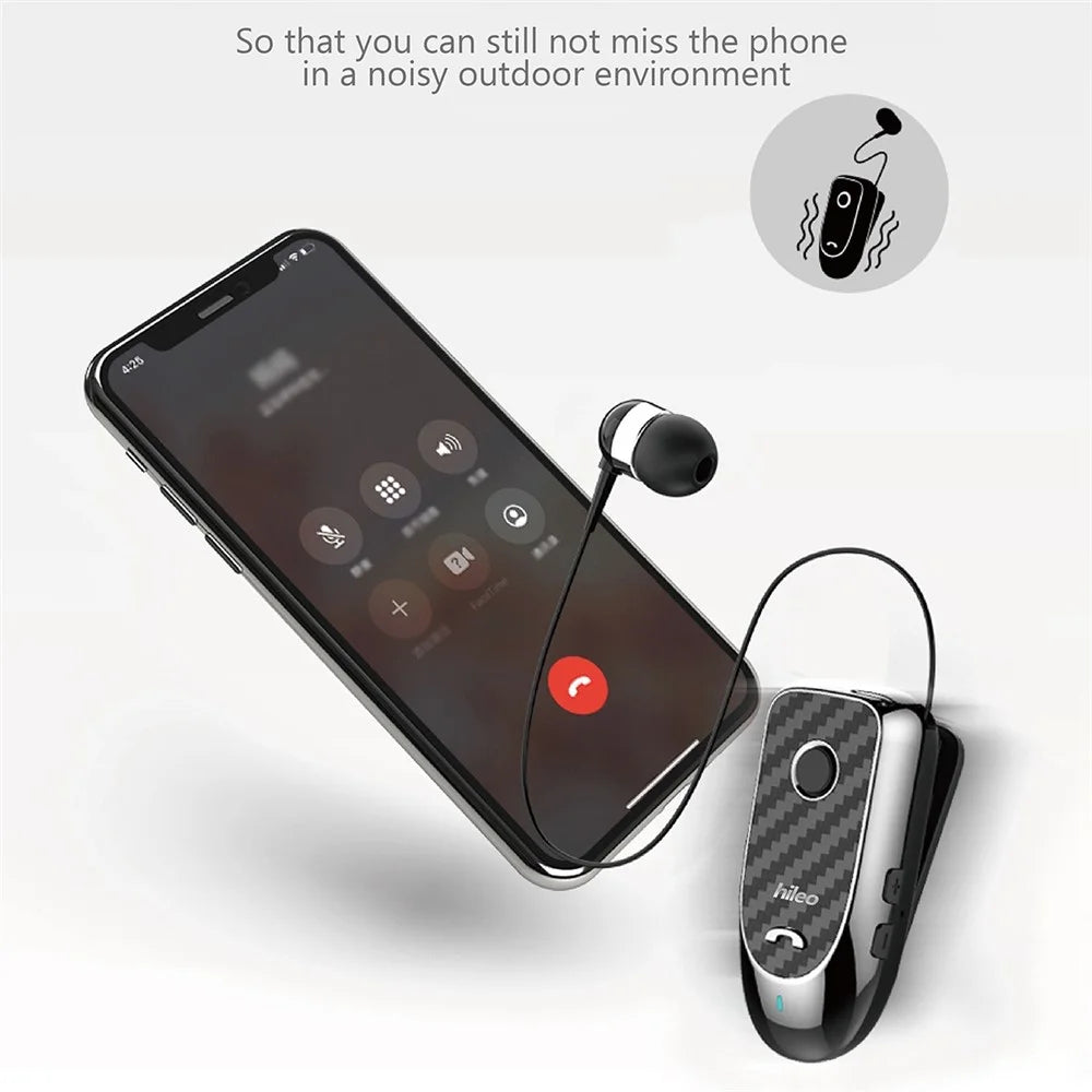 HILEO Hi60 Clip-On Style Bluetooth-compatible Headset Single Ear Wireless Headphone Stretchable Business Earphone for Driving - Black - 5
