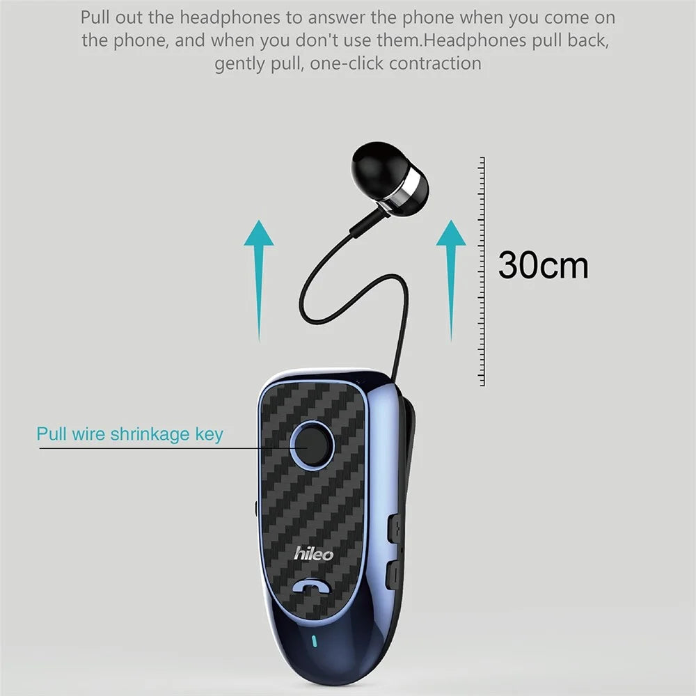 HILEO Hi60 Clip-On Style Bluetooth-compatible Headset Single Ear Wireless Headphone Stretchable Business Earphone for Driving - Black - 6
