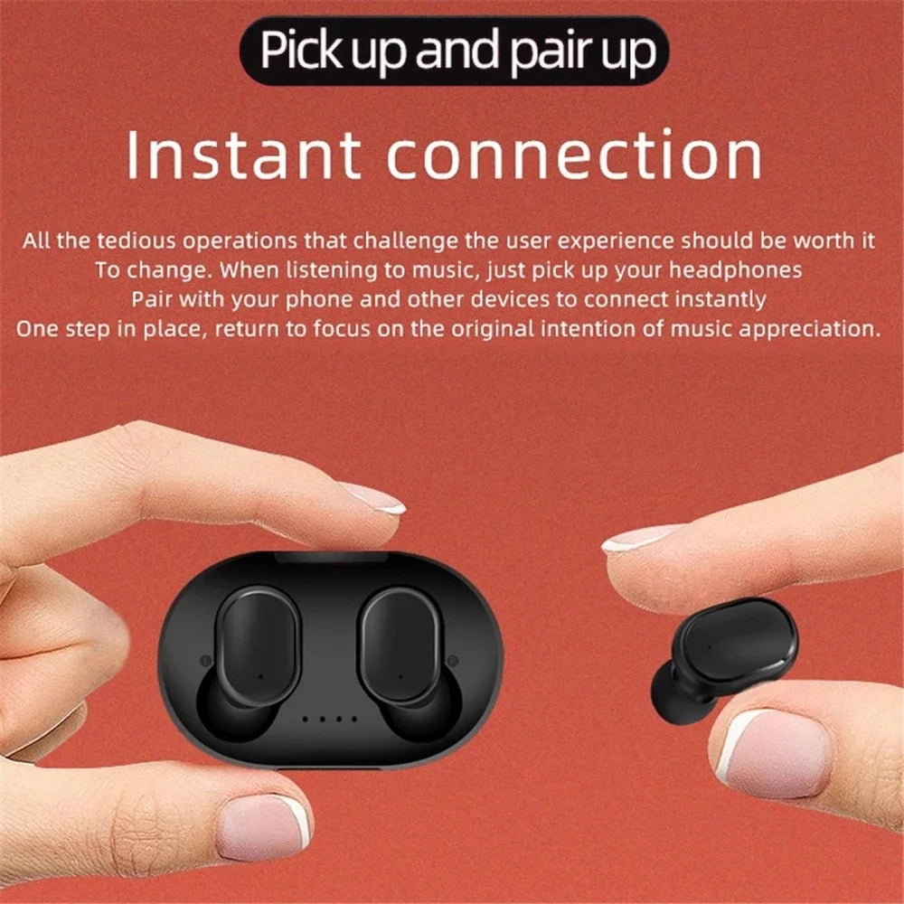 A6S Wireless Bluetooth-compatible Headset Mini Binaural In-Ear Music Headphones Noise Reduction TWS Earbuds with Charging Case - Black - 5