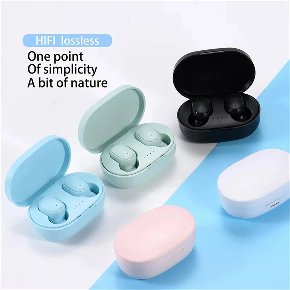 A6S Wireless Bluetooth-compatible Headset Mini Binaural In-Ear Music Headphones Noise Reduction TWS Earbuds with Charging Case - Black - 6