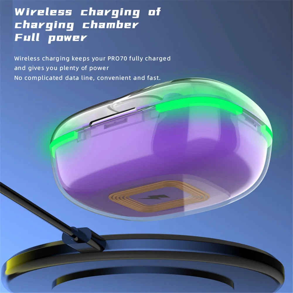 PRO70 TWS Bluetooth-compatible Earphone Waterproof Stereo Music Calling Wireless Headset with Breathing Light - 4