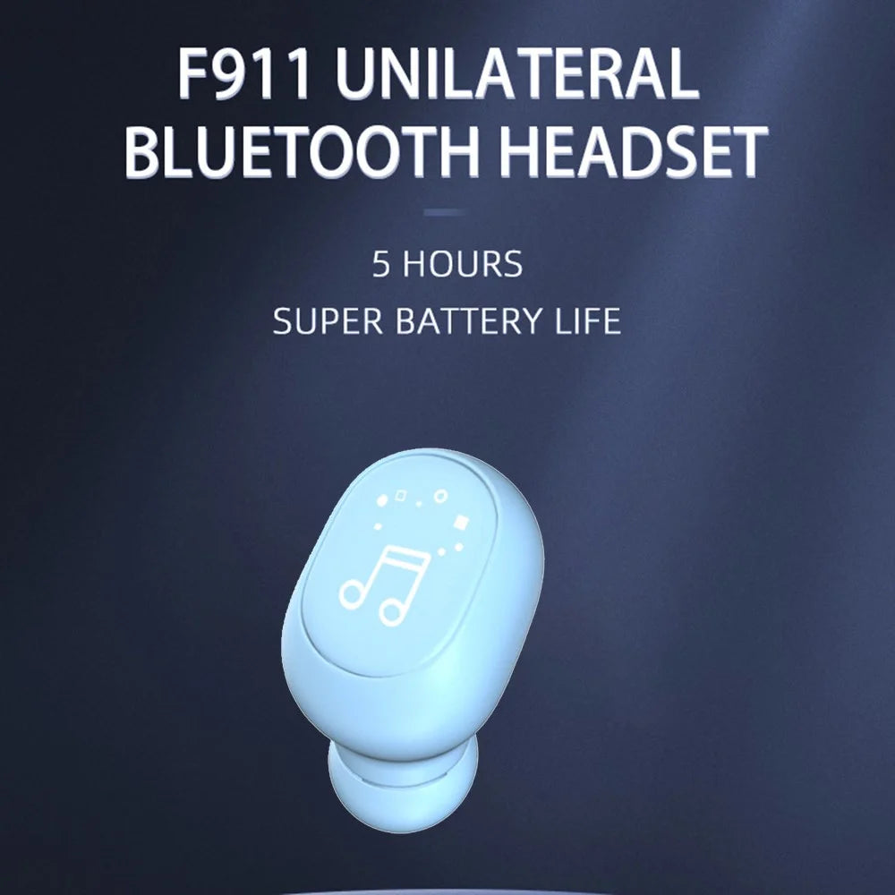 F911 Bluetooth-compatible Earbud Single Wireless Earphone Mini Headset Hands-Free Car Headphone Earpiece - Blue - 4